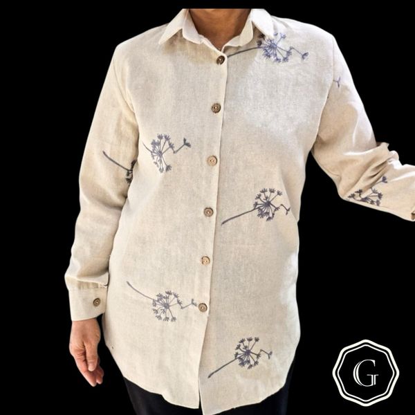 شومیز لینن خامه‌دوزی زنانه