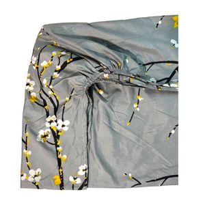 قیمت ارزان روتختی کش دار پنبه 2نفره مدل شکوفه طوسی + 2 روبالشتی پاکتی