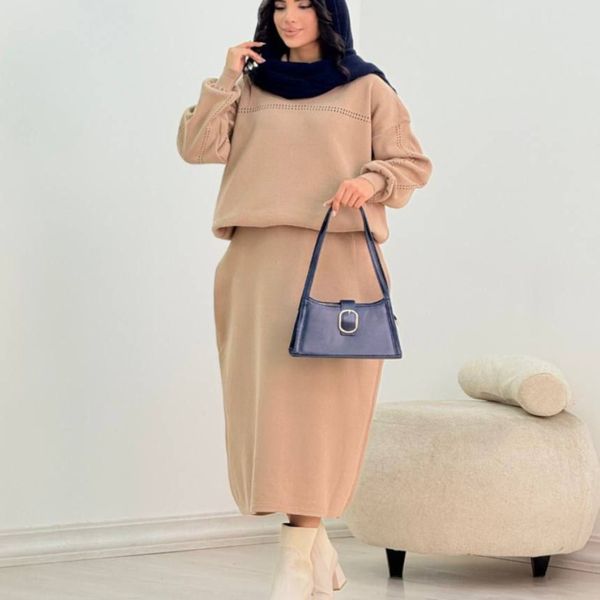 ست بلوز و دامن یقه دار