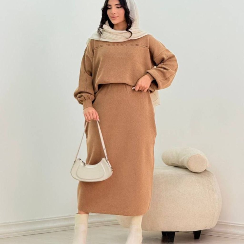 خرید آنلاین ست بلوز و دامن یقه دار