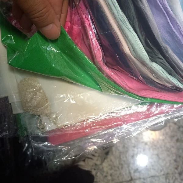 شال حریر مجلسی کرپ ساده منگوله دار شیک زنانه