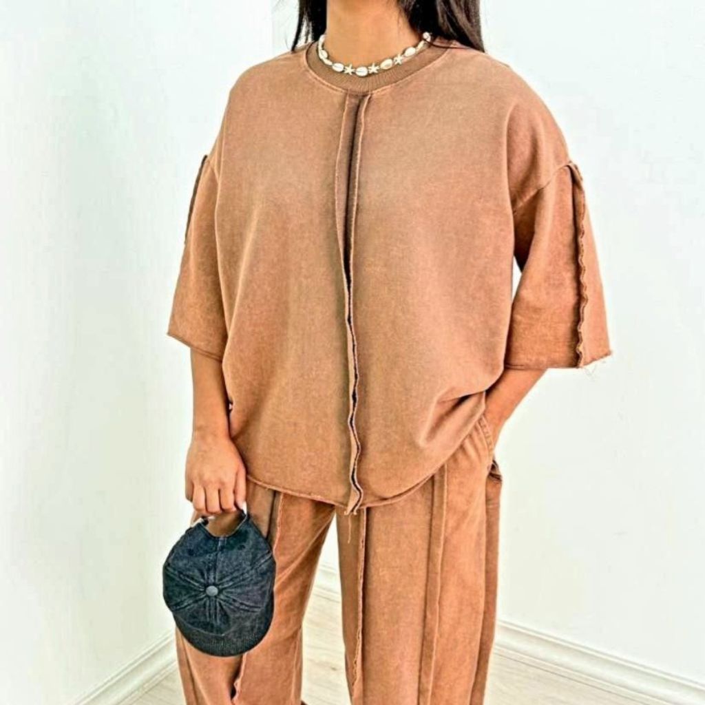 خرید آنلاین تیشرت شلوار زنانه دورس سه نخ پنبه