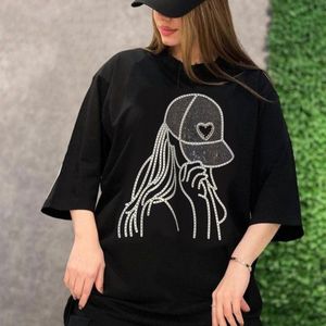 تیشرت زنانه لانگ طرح کلاه قلبی