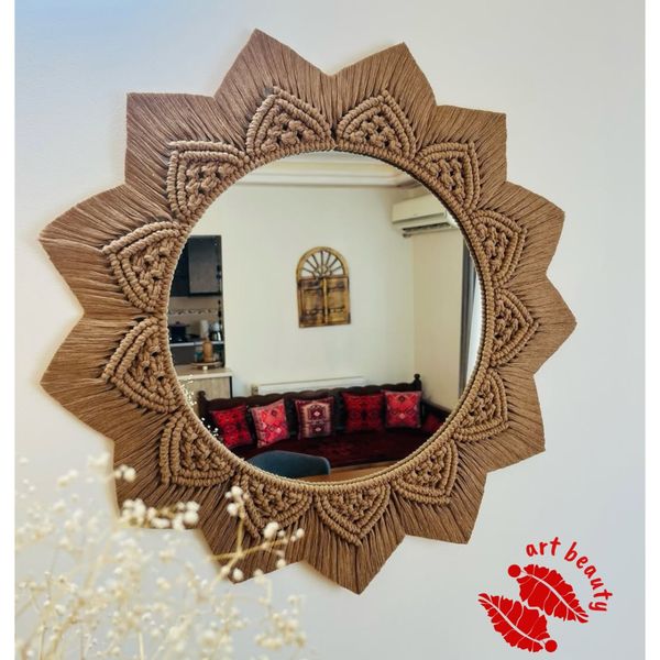 قاب اینه مکرومه مدل لوزی