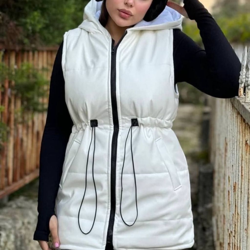 فروش اینترنتی پافر چرم تیرکمونی اعلا سفید