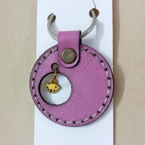 جاکلیدی چرم طبیعی صورتی