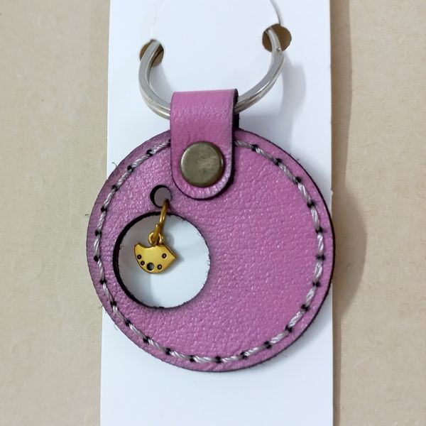 جاکلیدی چرم طبیعی صورتی