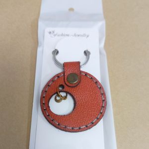 خرید اینترنتی جاکلیدی چرم طبیعی نارنجی