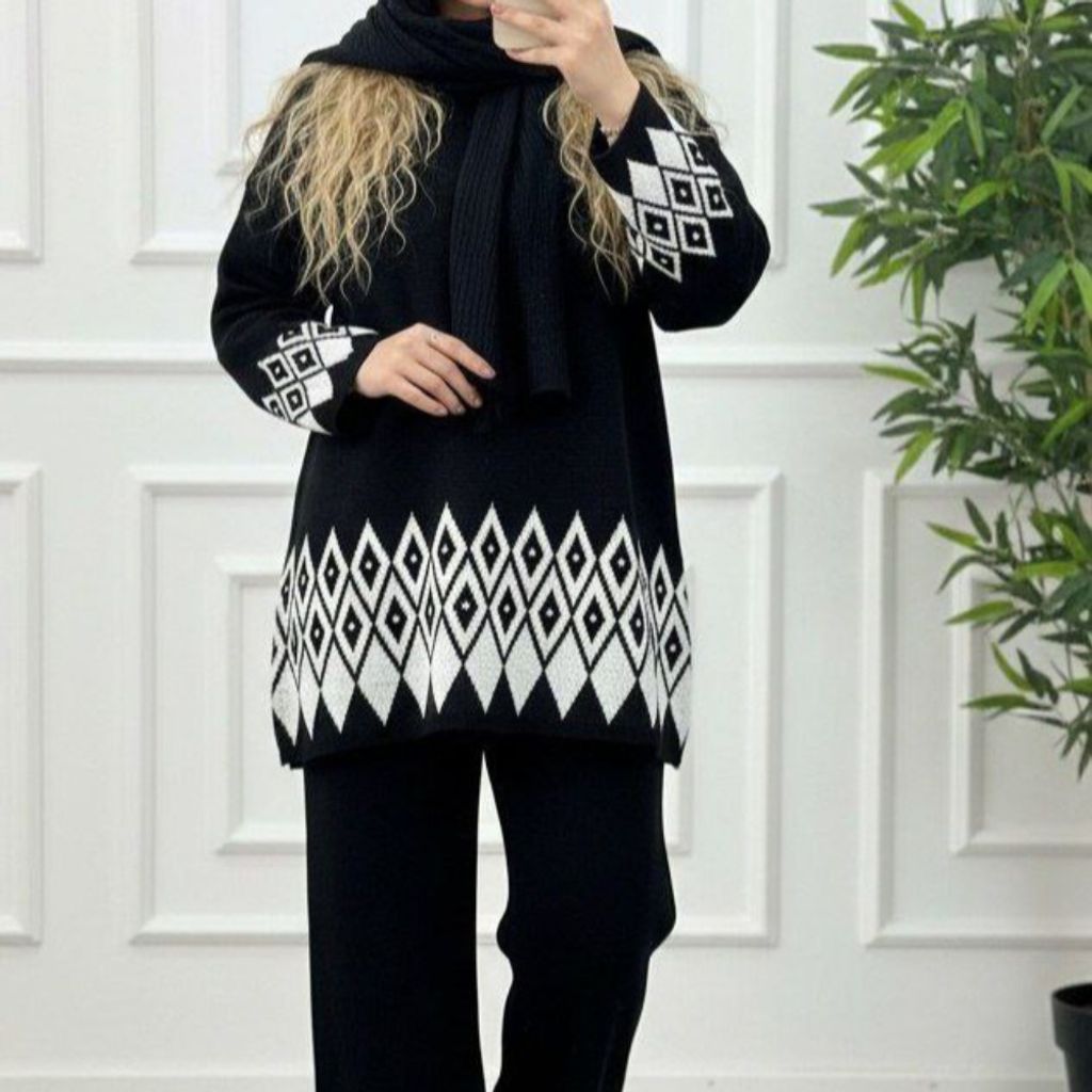 خرید اینترنتی بافت زنانه ست طرح دار