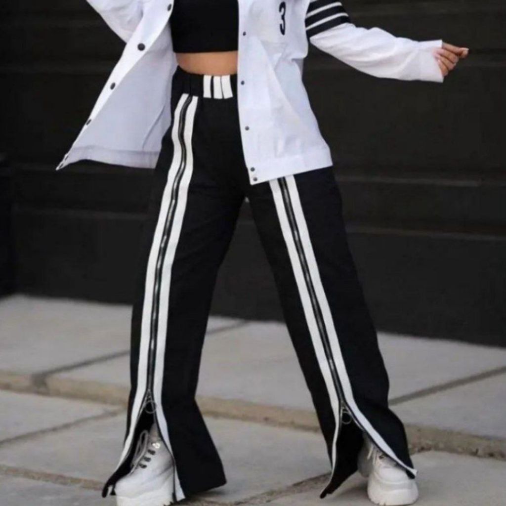 مشخصات شلوار زنانه طرح ساتین جلو زیپ نوار دار