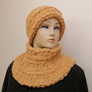 خرید آنلاین کلاه و شالگردن رینگی دستبافت آلیز پافی رنگ شتری 0703