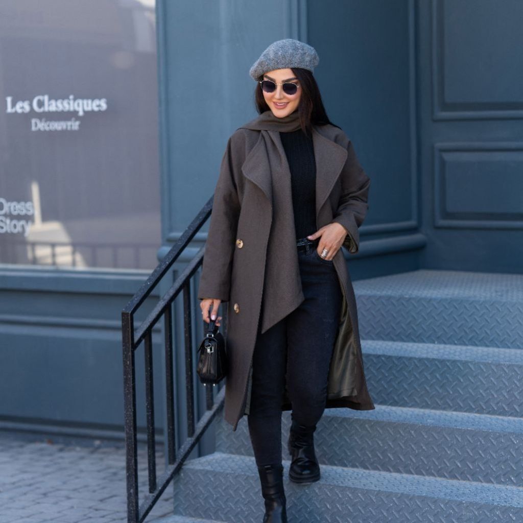 خرید اینترنتی پالتو شال دار مدل آوینو دارای آستر