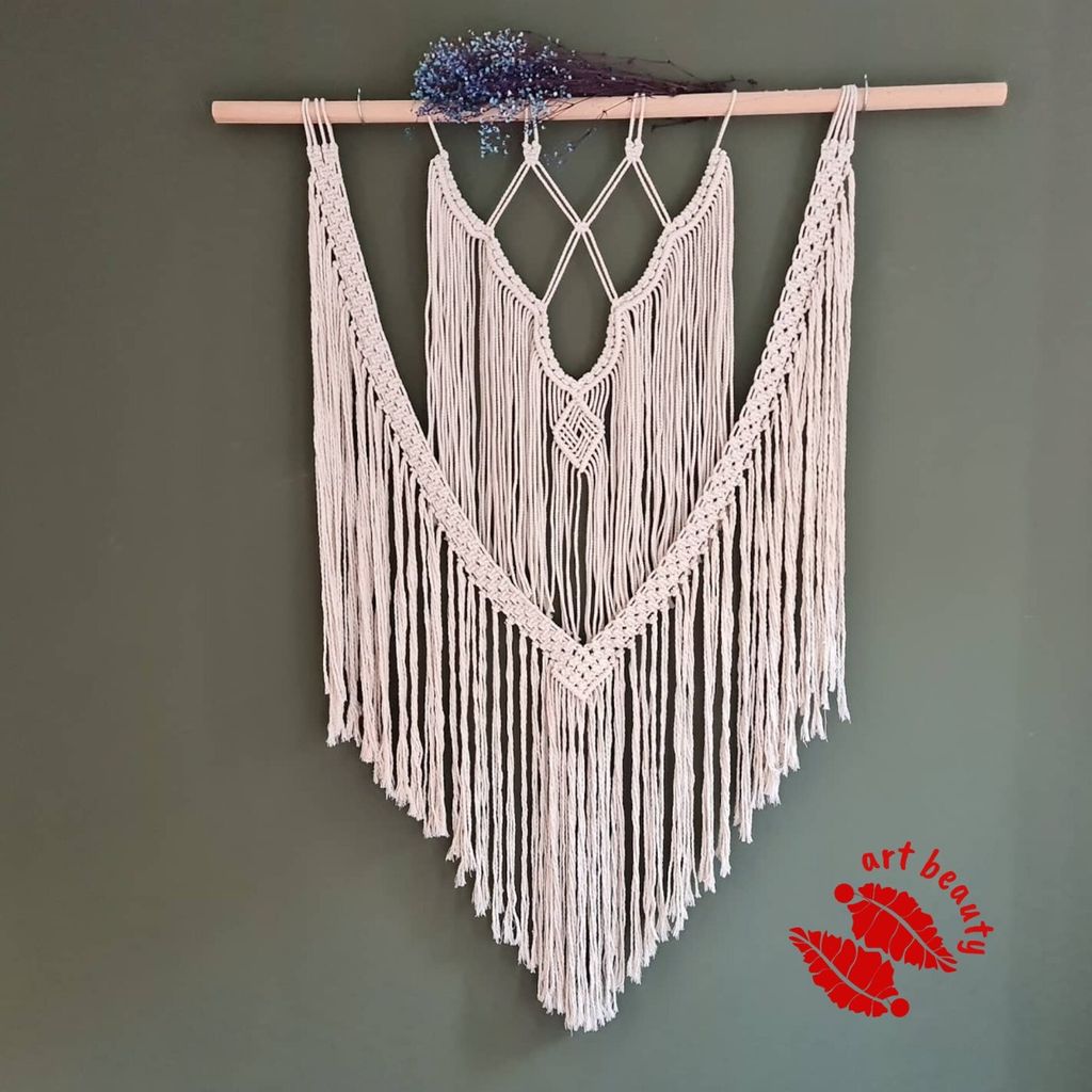 قیمت ارزان دیوارکوب آویز مکرومه طرح هرمس