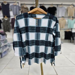 خرید اینترنتی قیمت تونیک مانتویی زنانه چهارخونه پاییرث