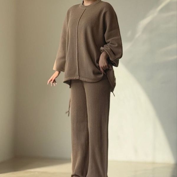 بلوز شلوار ست بافت ریلی کیمونو