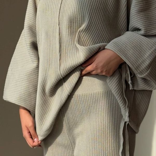 بلوز شلوار ست بافت ریلی کیمونو