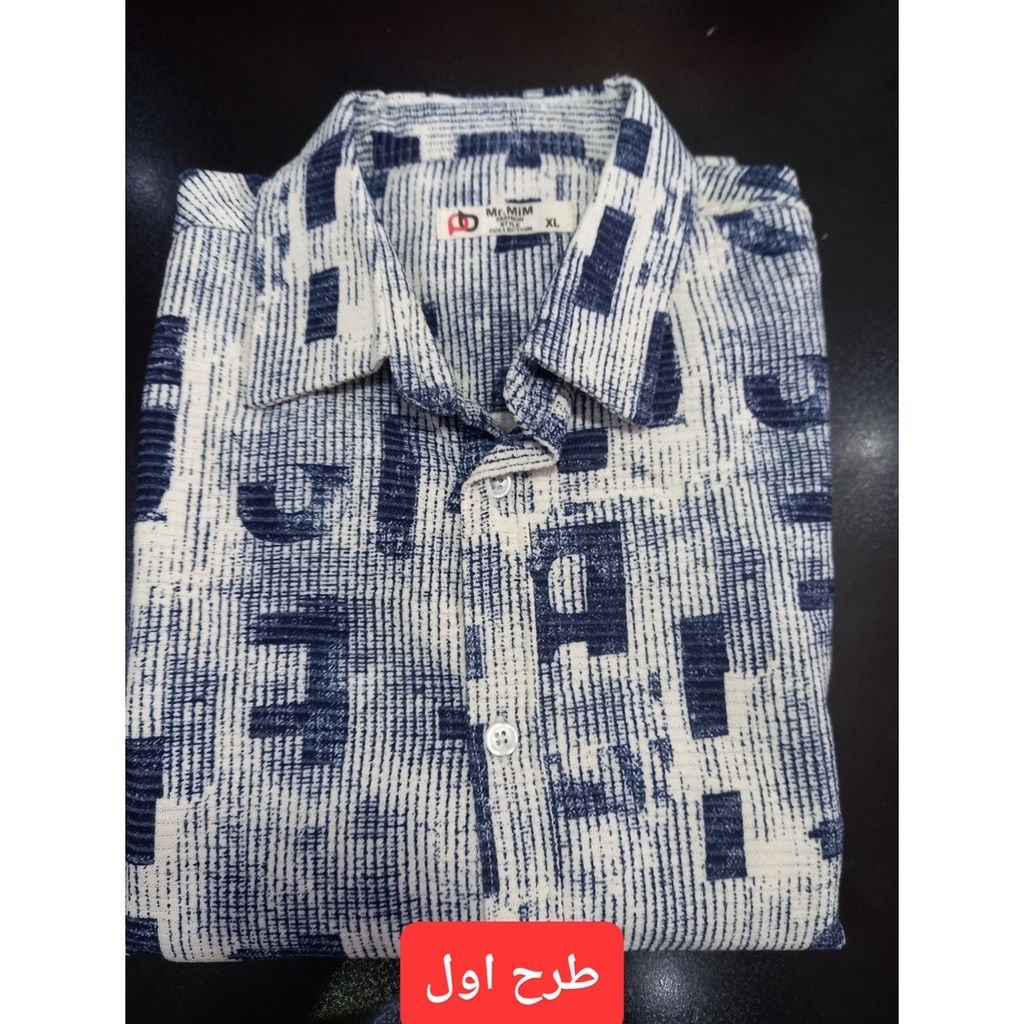 خرید آنلاین پیراهن مردانه پاییزه طرح گلیمی مخمل