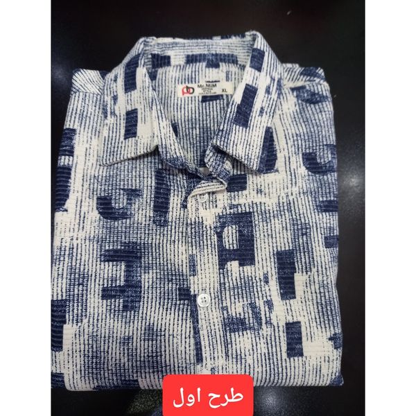 پیراهن پشمی مردانه پاییزه طرح گلیمی مخمل