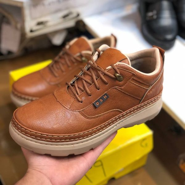 کفش چرم اسپرت مردانه مدل فراز رنگ عسلی