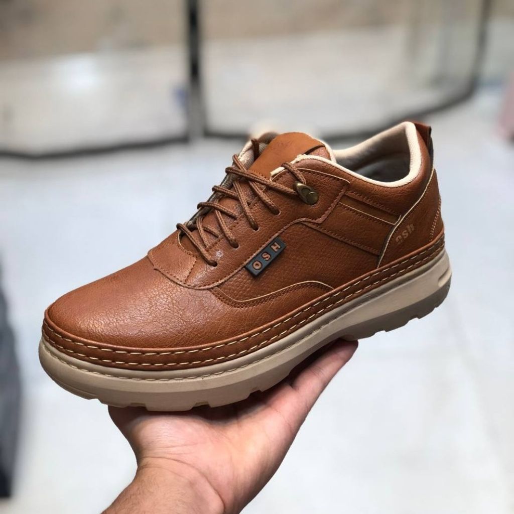 مشخصات کفش چرم اسپرت مردانه مدل فراز رنگ عسلی