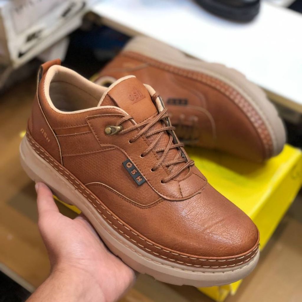 قیمت ارزان کفش چرم اسپرت مردانه مدل فراز رنگ عسلی