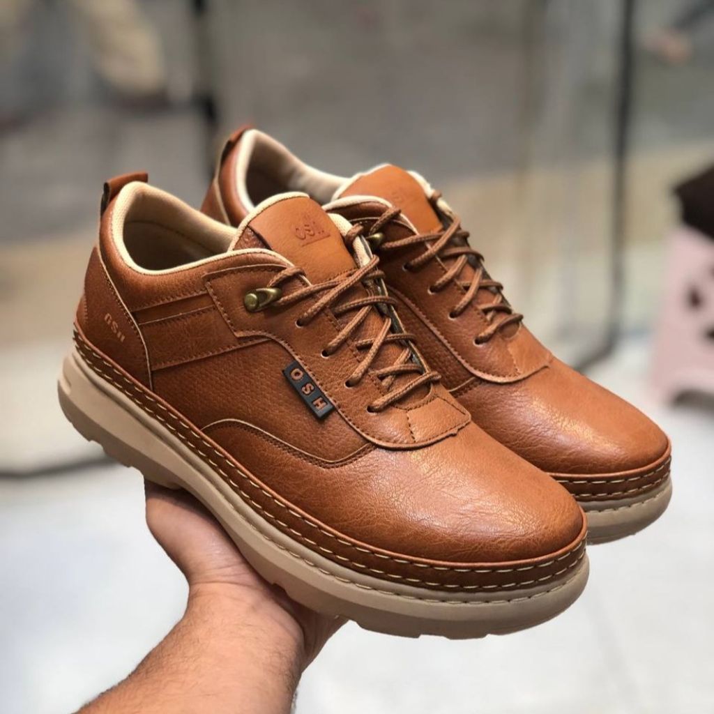 قیمت کفش چرم اسپرت مردانه مدل فراز رنگ عسلی