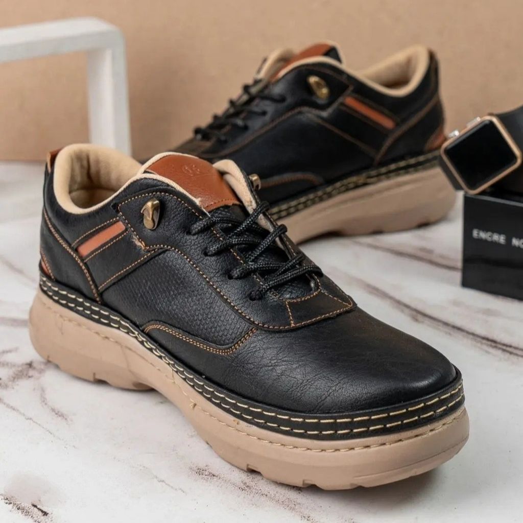 قیمت کفش چرم اسپرت مردانه مدل فراز رنگ مشکی