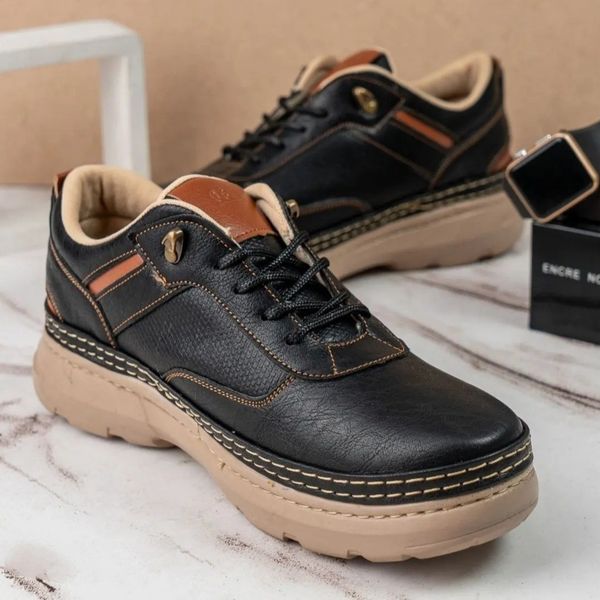 کفش چرم اسپرت مردانه مدل فراز رنگ مشکی