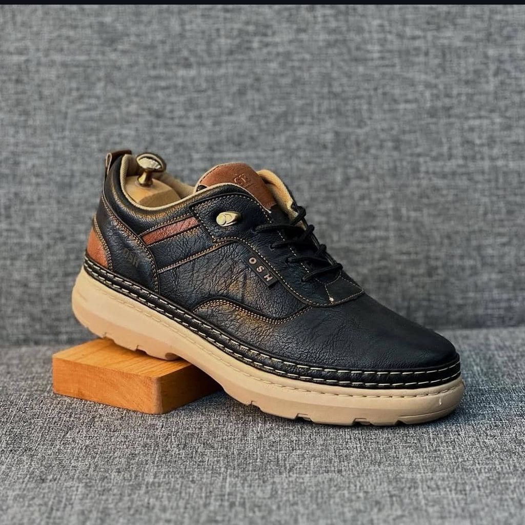 قیمت ارزان کفش چرم اسپرت مردانه مدل فراز رنگ مشکی