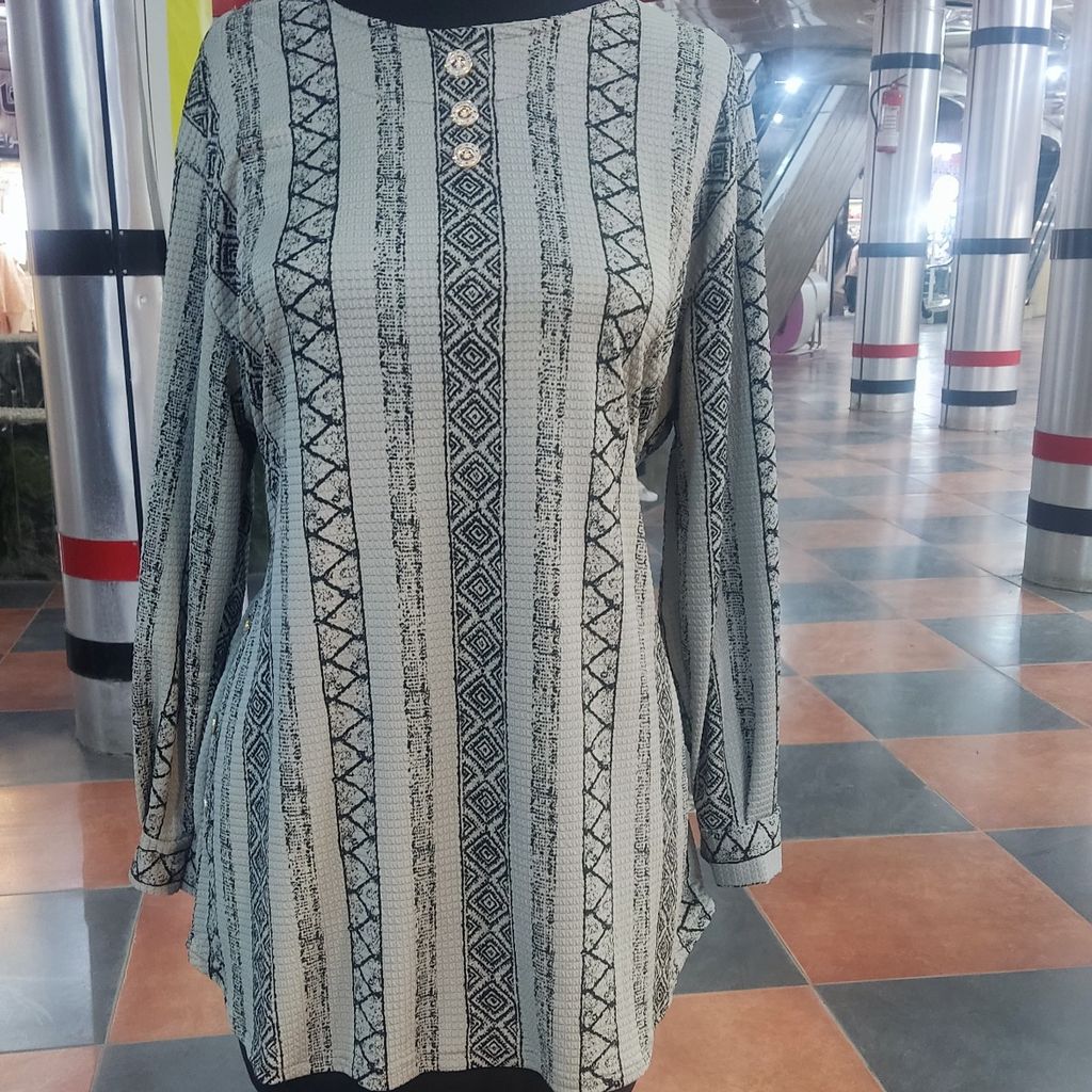 قیمت ارزان تونیک مانتویی زنانه راه راه تسلا