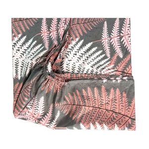 خرید اینترنتی روتختی کش‌دار یکنفره مدل فارنیا طرح سرخس مشکی قرمز همراه یک عدد روبالشی