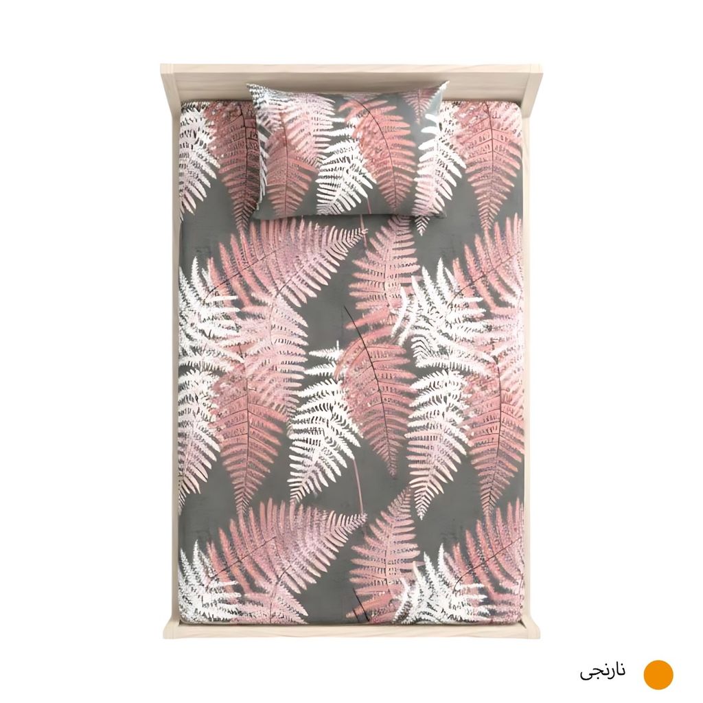 مشخصات روتختی کش‌دار یکنفره مدل فارنیا طرح سرخس مشکی قرمز همراه یک عدد روبالشی