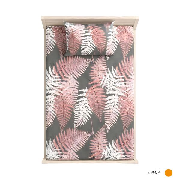 روتختی کش‌دار یکنفره مدل فارنیا طرح سرخس مشکی قرمز همراه یک عدد روبالشی