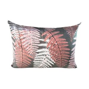 خرید انلاین روتختی کش‌دار یکنفره مدل فارنیا طرح سرخس مشکی قرمز همراه یک عدد روبالشی