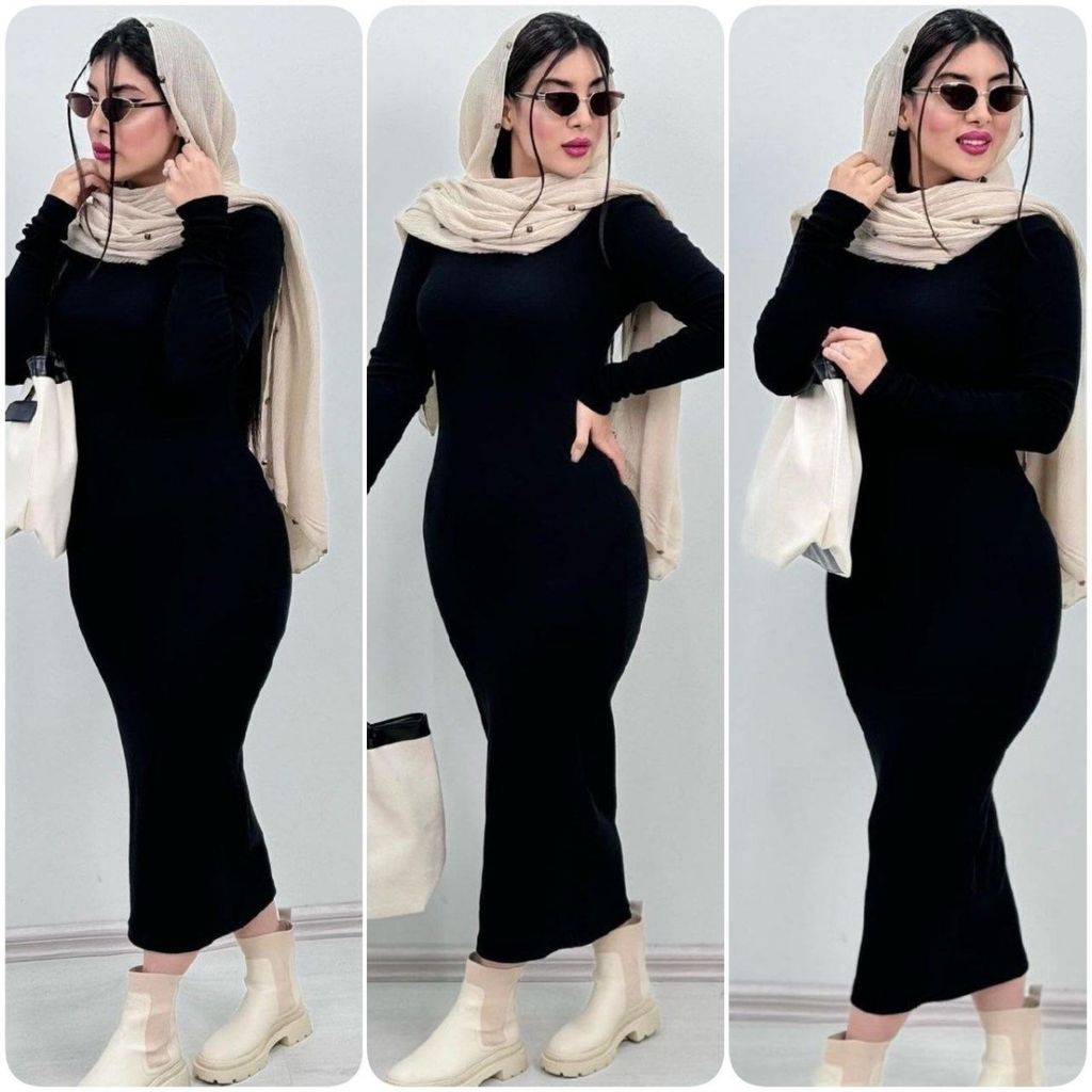 خرید انلاین زیرمانتویی ماکسی طرح یقه اسکی