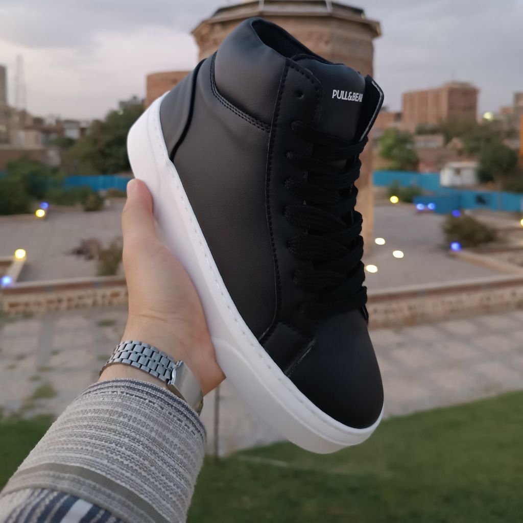 خرید اینترنتی نیم بوت مردانه مشکی ضدآب pull and bear کیفیت بالا