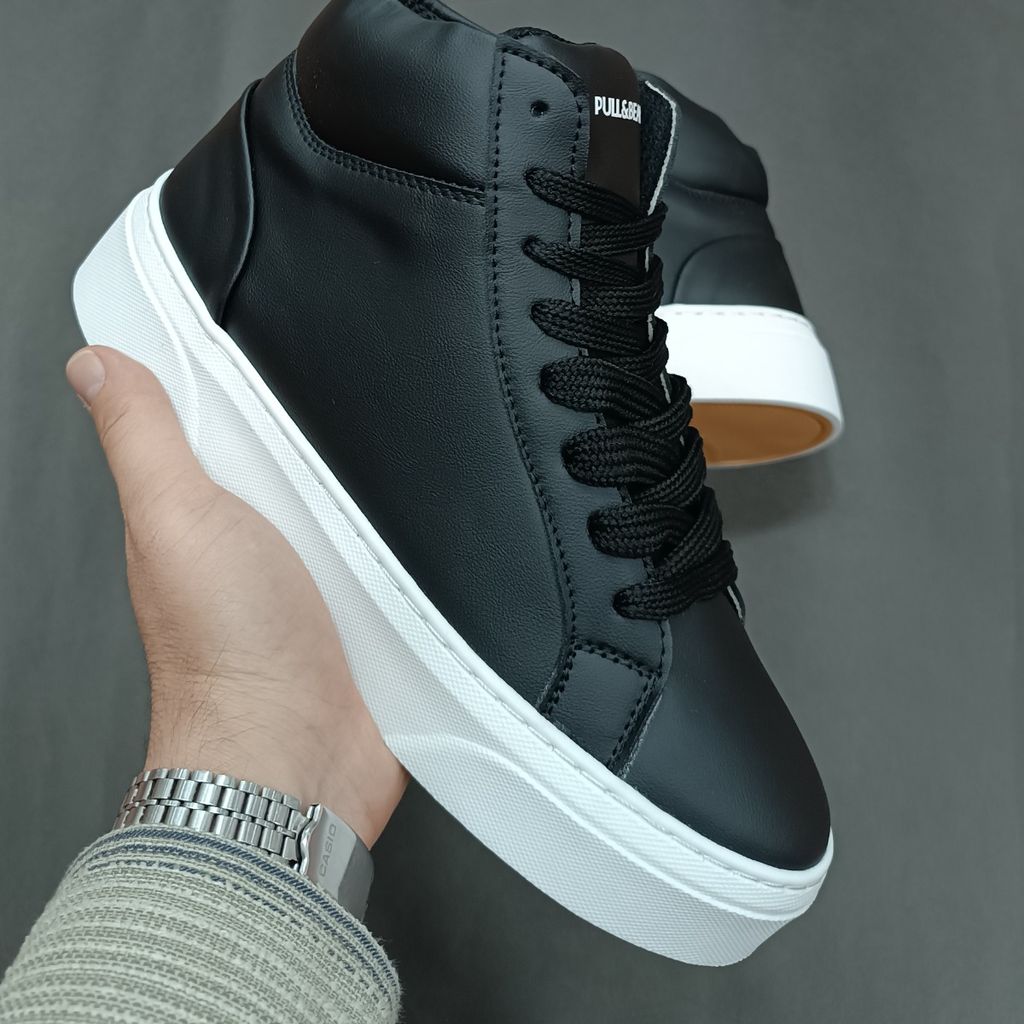 خرید آنلاین نیم بوت مردانه مشکی ضدآب pull and bear کیفیت بالا