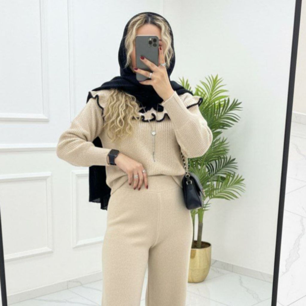 خرید انلاین بلوز و شلوار بافت طرح پینترستی