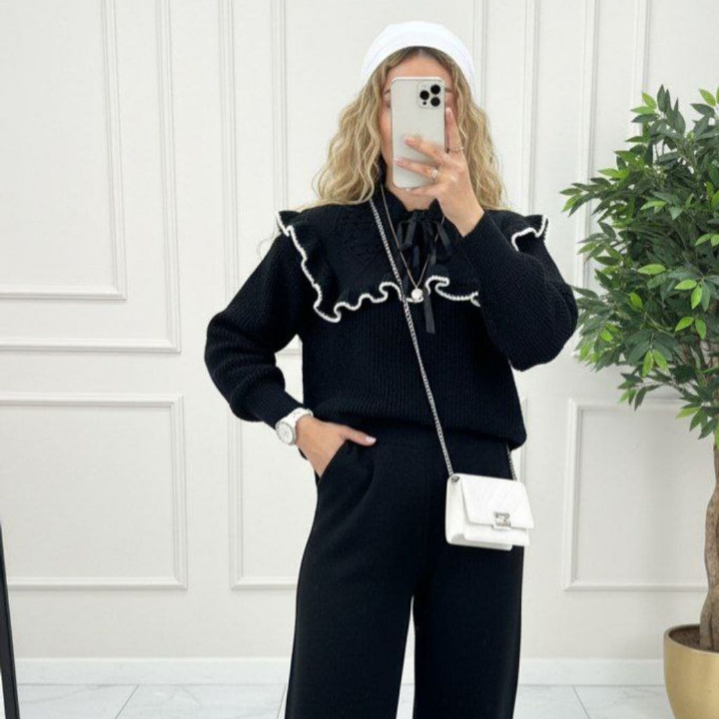 مشخصات بلوز و شلوار بافت طرح پینترستی