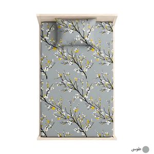 خرید آنلاین ملحفه کشدار تک نفره طرح شکوفه بهاری | روتختی کشدار با روبالشی گلدار