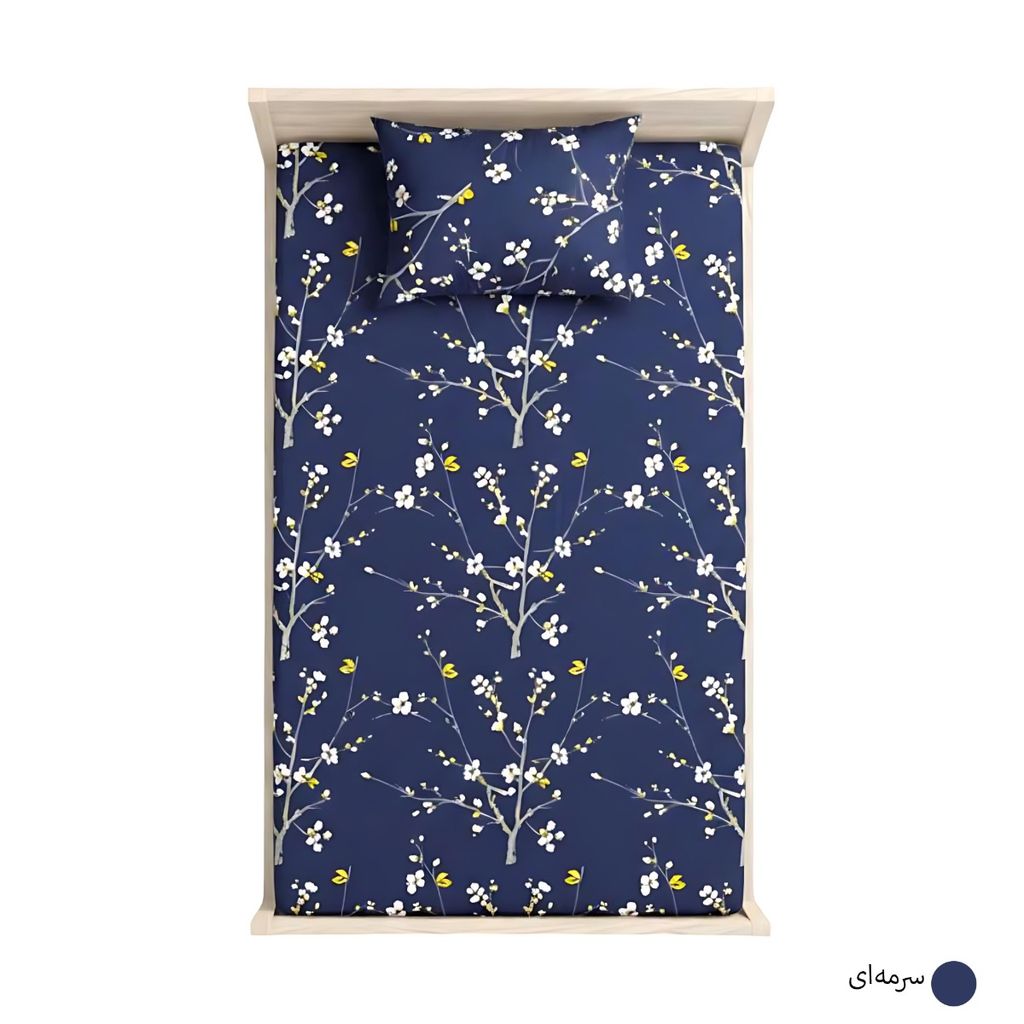 خرید آنلاین ملحفه کشدار تک نفره طرح شکوفه بهاری | روتختی کشدار با روبالشی گلدار