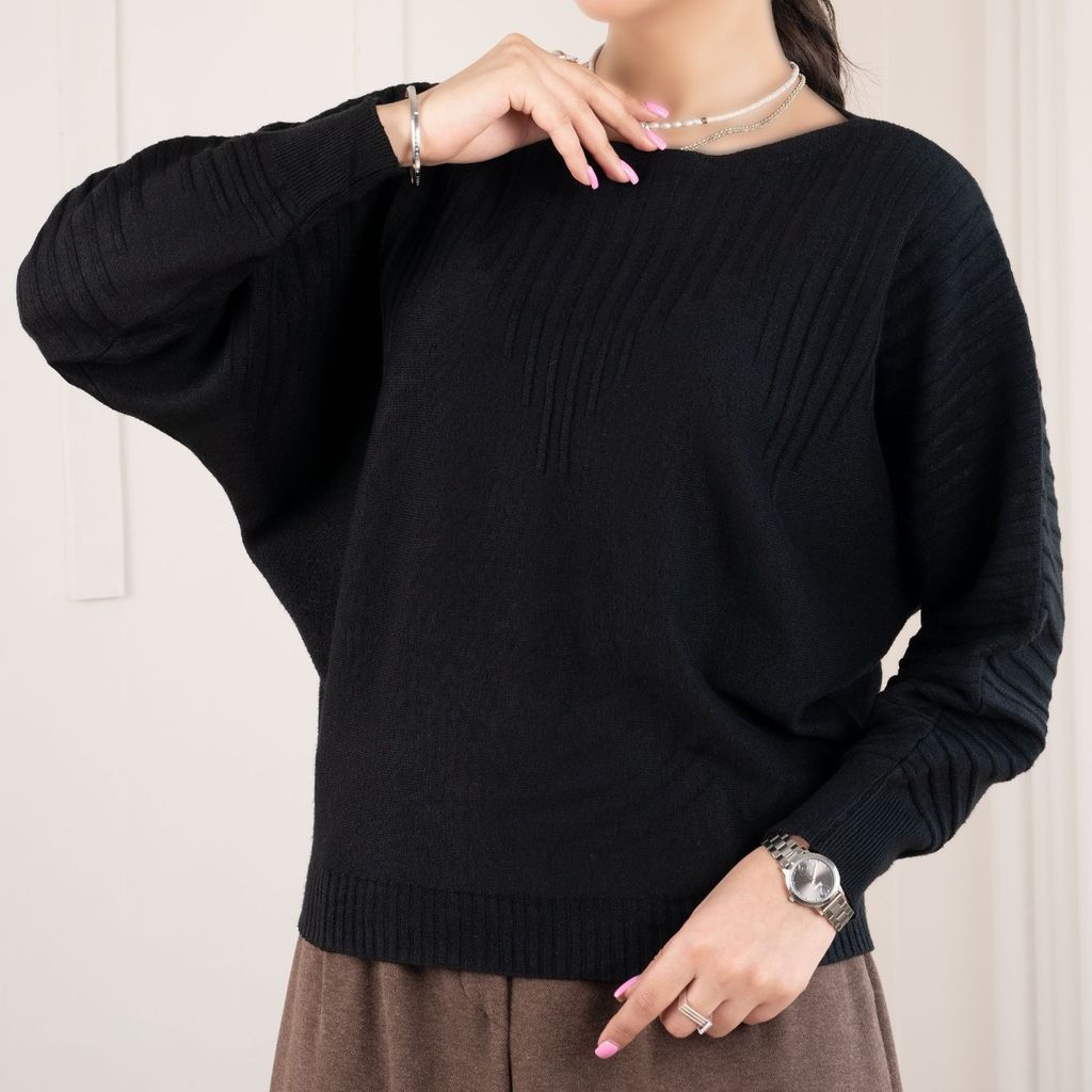 قیمت ارزان بلوز بافت مشکی دیبا