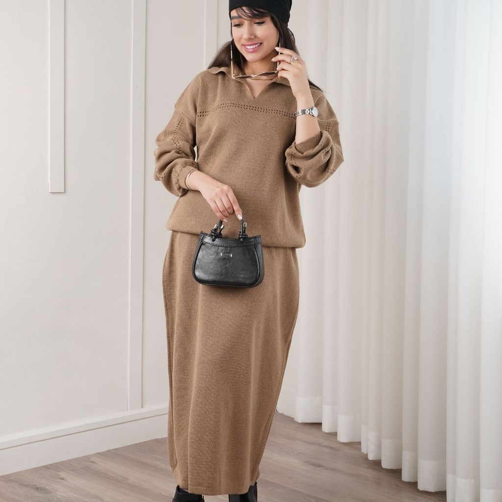 قیمت ارزان ست بلوز و دامن بافت آلما