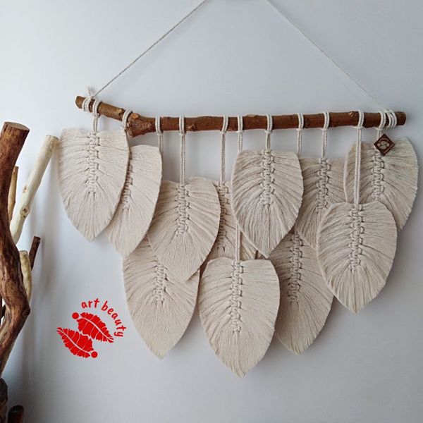 دیوارکوب‌ برگ مکرومه دکوراتیو طرح افرا