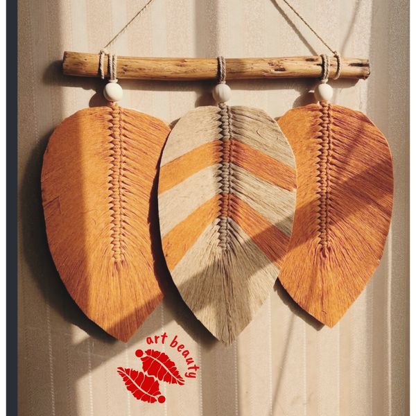 سه برگ مکرومه رنگ دلخواه طرح ماهلین