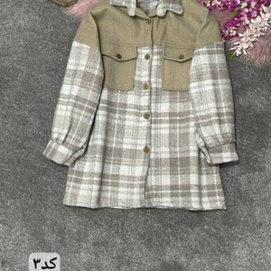 قیمت ارزان پالتو زنانه طرح ترکیبی فوتر پشمی