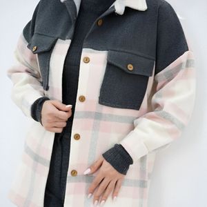 خرید انلاین پالتو زنانه طرح ترکیبی فوتر پشمی