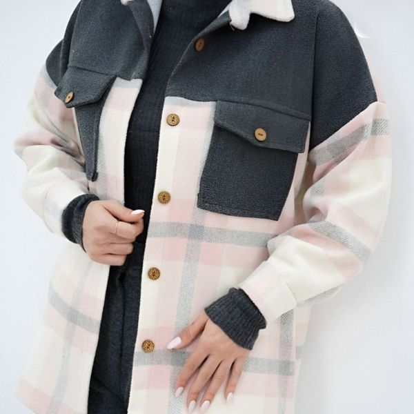 پالتو زنانه طرح ترکیبی فوتر پشمی