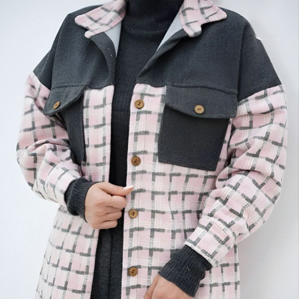 قیمت پالتو زنانه طرح ترکیبی فوتر پشمی