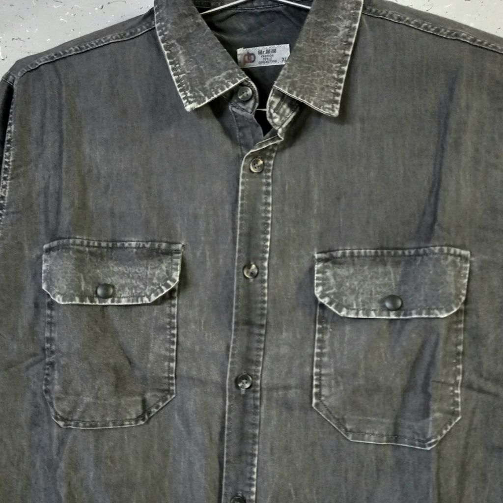 مشخصات پیراهن جین مردانه دو جیب پنبه سنگشور نوکمدادی